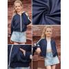 imagePerfashion Satin Bomber Jacket for Girls Zip Up Varsity Cropped Coat Sparkly Windbreaker with Pockets 413YSatin Navy Blue 42906