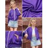 imagePerfashion Satin Bomber Jacket for Girls Zip Up Varsity Cropped Coat Sparkly Windbreaker with Pockets 413YSatin Purple 65906