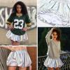 imagePerfashion Bubble Skirt for Women Metallic Puff Balloon Mini Skorts Rave Sexy Club Outfits with ShortsLaser Silver01915