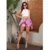 imagePerfashion Bubble Skirt for Women Metallic Puff Balloon Mini Skorts Rave Sexy Club Outfits with ShortsPink12915