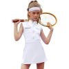 imagePerfashion Girls Tennis Dress Golf Outfit Zipper Athletic Dress with Built in Shorts Workout and Cargo Pockets 413YWhite01922