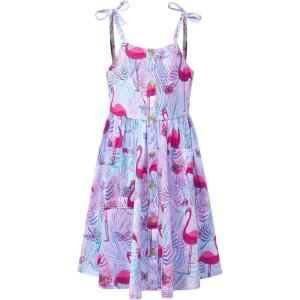 imagePerfashion Girls Cotton Dresses SleevelessLong Sleeve Crew Neck 413YFlamingo K32
