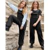 imagePerfashion Girls Fleece Overalls Kids Fuzzy Sherpa Jumpsuit Warm Winter Loose Romper with Pockets 413YBlack 16909