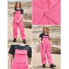 imagePerfashion Girls Fleece Overalls Kids Fuzzy Sherpa Jumpsuit Warm Winter Loose Romper with Pockets 413YHot Pink 6909