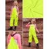 imagePerfashion Girls Fleece Overalls Kids Fuzzy Sherpa Jumpsuit Warm Winter Loose Romper with Pockets 413YNeon Green 52909