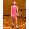 imagePerfashion Girls Tennis Dress Athletic Golf Outfit Spaghetti Strap Builtin Bra ampamp Shorts Pickleball Summer 413YHot Pink 17406