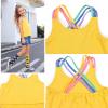 imagePerfashion Girls Tank Tops Rainbow Camisole High Low Hem Basic Shirt Yoga Gymnastics Dancewear for 413 YearsYellow752