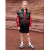 imagePerfashion Girls Puffer Vest Zip Up Lightweight Sleeveless Jacket Puffy Warm Leather Winter Coat 413YBlack