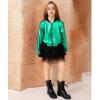 imagePerfashion Metallic Bomber Jacket for Girls Zip Up Cropped Jacket Sparkly Lightweight Coat Windbreaker with PocketsGreen453
