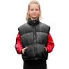 imagePerfashion Girls Puffer Vest Zip Up Lightweight Sleeveless Jacket Puffy Warm Leather Winter Coat 413YBlack