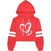 imagePerfashion Women Sweatshirt Crop Top Hoodie Long Sleeve SweatshirtsRed Love96a