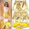 image:imagePerfashion Girls Metallic Skort High Waisted Stretchy Metallic Wrap Skirt Shorts Trendy Asymmetrical Skort 413YGold03421