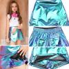 image:imagePerfashion Girls Metallic Skort High Waisted Stretchy Metallic Wrap Skirt Shorts Trendy Asymmetrical Skort 413YLaser Blue13421