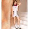 image:imagePerfashion Girls Metallic Skort High Waisted Stretchy Metallic Wrap Skirt Shorts Trendy Asymmetrical Skort 413YLaser Silver01421
