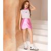 image:imagePerfashion Girls Metallic Skort High Waisted Stretchy Metallic Wrap Skirt Shorts Trendy Asymmetrical Skort 413YPink12421