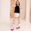 image:imagePerfashion Girls Shirts Metallic Ruffle Sleeve Tops Crewneck Summer Tees Hip Hop Dance Party 413YLaser Silver Sleeve Tops 01309