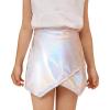 image:imagePerfashion Girls Metallic Skort High Waisted Stretchy Metallic Wrap Skirt Shorts Trendy Asymmetrical Skort 413YLaser Silver01421
