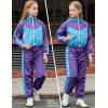 image:imagePerfashion Girls Clothing Sets 2 Piece 80s 90s Outfits Neon Jacket Pants Hip Hop Dance Tracksuit Set 413YDark Purple