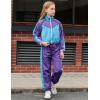 image:imagePerfashion Girls Clothing Sets 2 Piece 80s 90s Outfits Neon Jacket Pants Hip Hop Dance Tracksuit Set 413YDark Purple