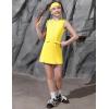 image:imagePerfashion Girls Tennis Dress Zipper Golf Athletic Outfit DropWaist Pickleball Builtin Bra amp Shorts 413YYellow 27407