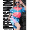 image:imagePerfashion Girls Summer 2 Piece Outfits 80s 90s Tracksuit Windbreaker amp Short Sets Hip Hop Dance 413YNeon Blue