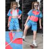 image:imagePerfashion Girls Summer 2 Piece Outfits 80s 90s Tracksuit Windbreaker amp Short Sets Hip Hop Dance 413YNeon Blue
