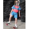image:imagePerfashion Girls Summer 2 Piece Outfits 80s 90s Tracksuit Windbreaker amp Short Sets Hip Hop Dance 413YNeon Blue