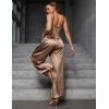 image:imagePerfashion Women Satin Pants Balloon Silk Dressy Harem Trousers Flowy Oversized Baggy Joggers Going Out LoungeBrown