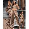 image:imagePerfashion Women Satin Pants Balloon Silk Dressy Harem Trousers Flowy Oversized Baggy Joggers Going Out LoungeBrown