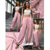 image:imagePerfashion Women Satin Pants Balloon Silk Dressy Harem Trousers Flowy Oversized Baggy Joggers Going Out LoungePink