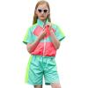 image:imagePerfashion Girls Summer 2 Piece Outfits 80s 90s Tracksuit Windbreaker amp Short Sets Hip Hop Dance 413YNeon Mint Green