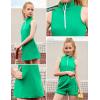 image:imagePerfashion Girls Tennis Dress 14 Zip Golf Outfit Builtin Bra amp Shorts Pickleball Athletic Dress Workout Pockets 413YGreen 27424