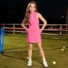 image:imagePerfashion Girls Tennis Dress 14 Zip Golf Outfit Builtin Bra amp Shorts Pickleball Athletic Dress Workout Pockets 413YHot Pink17424