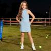 image:imagePerfashion Girls Tennis Dress 14 Zip Golf Outfit Builtin Bra amp Shorts Pickleball Athletic Dress Workout Pockets 413YLight Blue08424