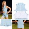 image:imagePerfashion Girls Tennis Dress 14 Zip Golf Outfit Builtin Bra amp Shorts Pickleball Athletic Dress Workout Pockets 413YLight Blue08424