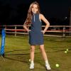image:imagePerfashion Girls Tennis Dress 14 Zip Golf Outfit Builtin Bra amp Shorts Pickleball Athletic Dress Workout Pockets 413YNavy Blue09424