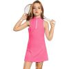 image:imagePerfashion Girls Tennis Dress 14 Zip Golf Outfit Builtin Bra amp Shorts Pickleball Athletic Dress Workout Pockets 413YHot Pink17424
