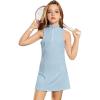 image:imagePerfashion Girls Tennis Dress 14 Zip Golf Outfit Builtin Bra amp Shorts Pickleball Athletic Dress Workout Pockets 413YLight Blue08424