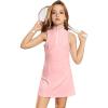 image:imagePerfashion Girls Tennis Dress 14 Zip Golf Outfit Builtin Bra amp Shorts Pickleball Athletic Dress Workout Pockets 413YLight Pink 62424