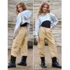 image:imagePerfashion Metallic Cargo Pants for Girls amp Womens Hip Hop Dance MultiPocket Joggers High Waist Pants 615YKhaki 352cargo