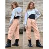 image:imagePerfashion Metallic Cargo Pants for Girls amp Womens Hip Hop Dance MultiPocket Joggers High Waist Pants 615YPink 352cargo