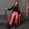 image:imagePerfashion Metallic Cargo Pants for Girls amp Womens Hip Hop Dance MultiPocket Joggers High Waist Pants 615YRed 352