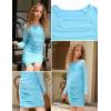 image:imagePerfashion Girls Bodycon Dress Teen Mesh Long Sleeve Formal Homecoming Ruched Tight Pencil Dresses Fancy Party 413YBlue 30917