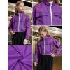 image:imagePerfashion Girls Lightweight Windbreaker Jacket Cropped Bomber Zip Up Outerwear Coat Kids Cargo Pockets 413YDeep Purple