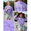 image:imagePerfashion Girls Lightweight Windbreaker Jacket Cropped Bomber Zip Up Outerwear Coat Kids Cargo Pockets 413YLight Purple