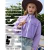image:imagePerfashion Girls Lightweight Windbreaker Jacket Cropped Bomber Zip Up Outerwear Coat Kids Cargo Pockets 413YLight Purple