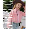 image:imagePerfashion Girls Lightweight Windbreaker Jacket Cropped Bomber Zip Up Outerwear Coat Kids Cargo Pockets 413YPink