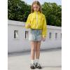 image:imagePerfashion Girls Lightweight Windbreaker Jacket Cropped Bomber Zip Up Outerwear Coat Kids Cargo Pockets 413YYellow