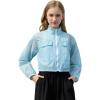 image:imagePerfashion Girls Lightweight Windbreaker Jacket Cropped Bomber Zip Up Outerwear Coat Kids Cargo Pockets 413YLight Blue
