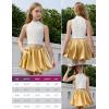 image:imagePerfashion Girls Satin Bubble Skirt Puff Balloon Cute Shiny Mini Skorts Builtin Shorts amp Pockets Dance 413YGold